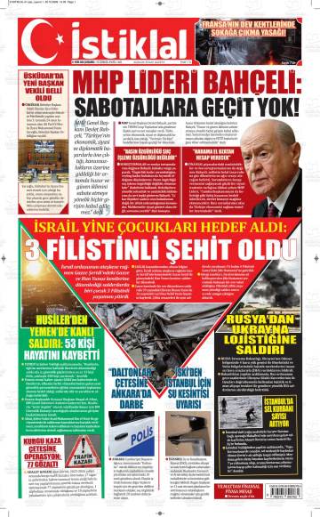 İstiklal gazetesi ilk sayfası