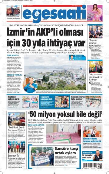 Ege Saati gazetesi ilk sayfası