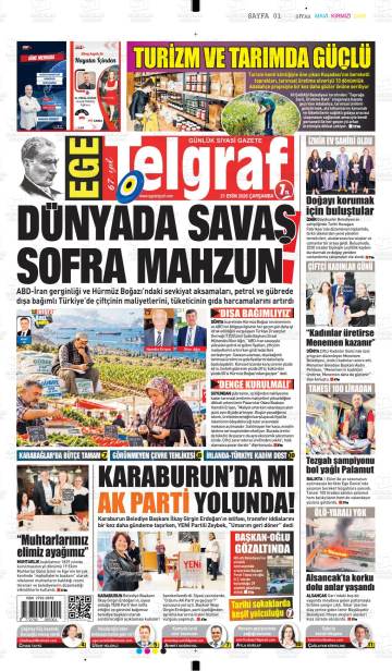 Ege Telgraf gazetesi ilk sayfası