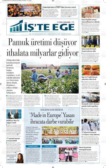 İş'te Ege gazetesi ilk sayfası