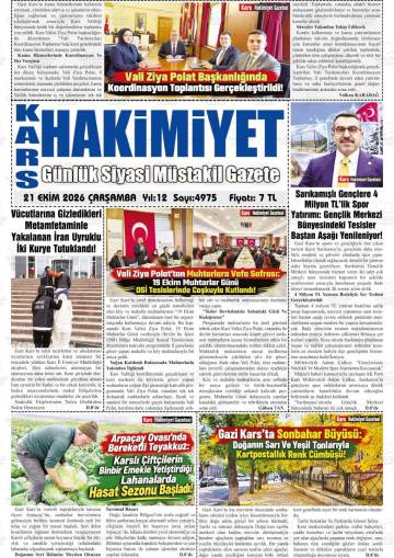 Kars Hakimiyet gazetesi ilk sayfası