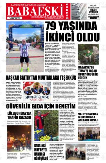 Babaeski Gündem gazetesi ilk sayfası