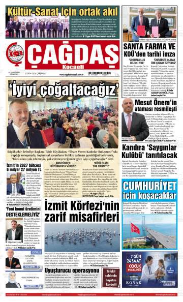 Çağdaş Kocaeli gazetesi ilk sayfası