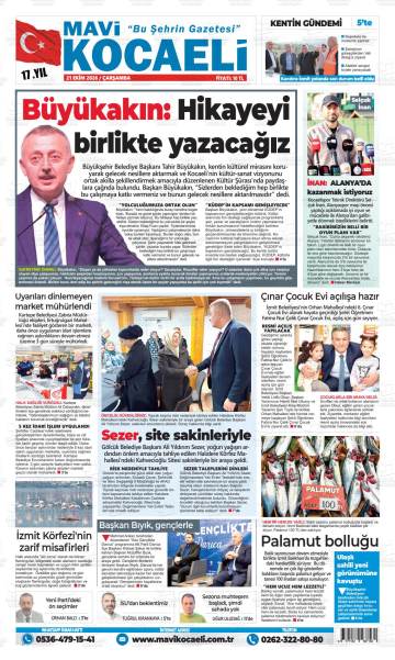 Mavi Kocaeli gazetesi ilk sayfası