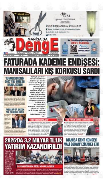 Manisa'da Denge gazetesi ilk sayfası
