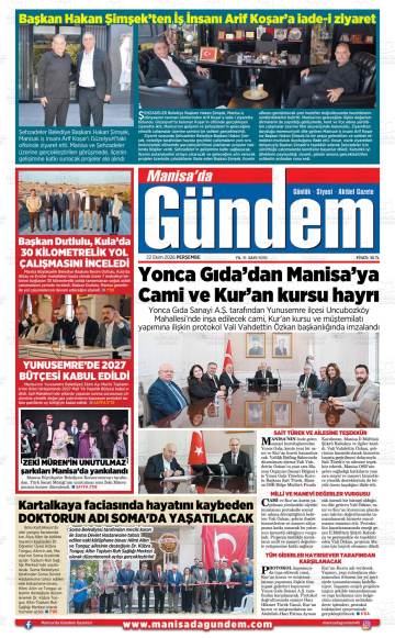 Manisa'da Gündem gazetesi ilk sayfası