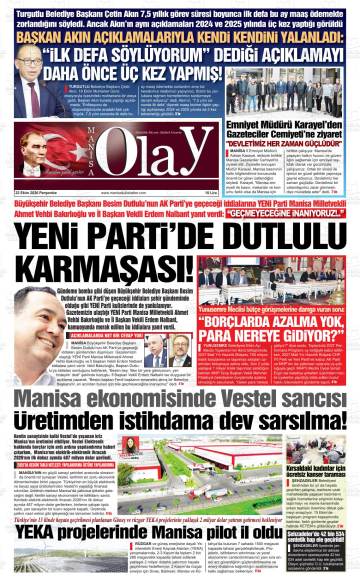 Manisa Olay gazetesi ilk sayfası