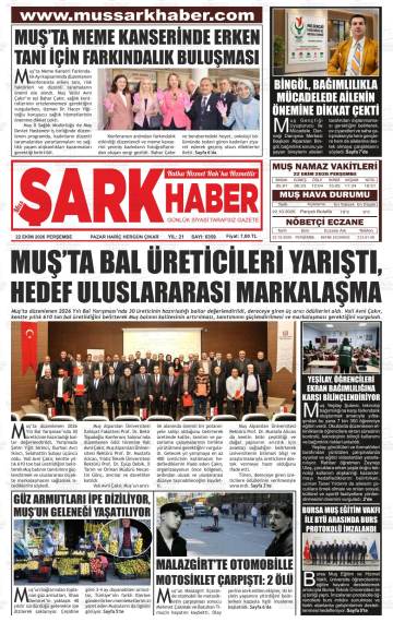 Muş Şark Haber gazetesi ilk sayfası