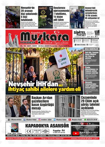 Kapadokya Muşkara Haber gazetesi ilk sayfası