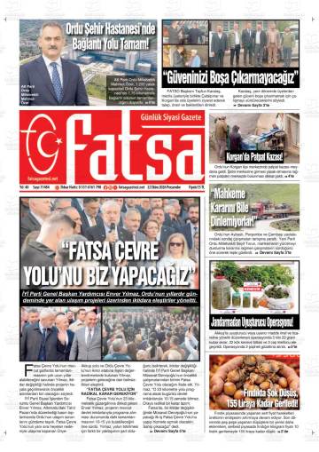 Fatsa gazetesi ilk sayfası