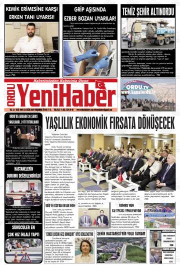 Ordu Yeni Haber gazetesi ilk sayfası