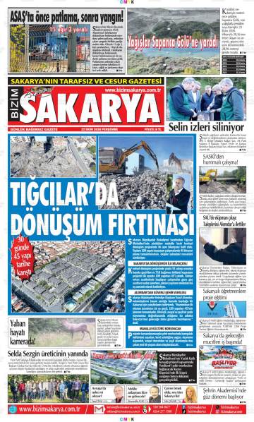 Bizim Sakarya gazetesi ilk sayfası