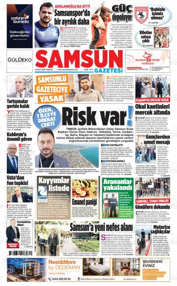 Samsun gazetesi ilk sayfası