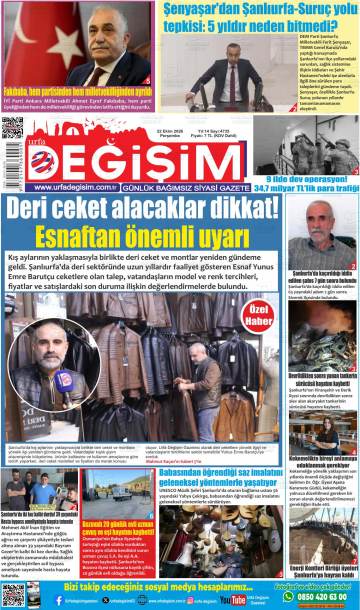 Urfa Değişim gazetesi ilk sayfası