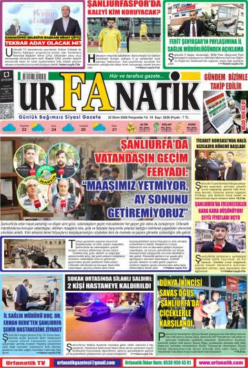 Urfanatik gazetesi ilk sayfası