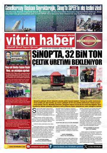 Vitrin Haber gazetesi ilk sayfası