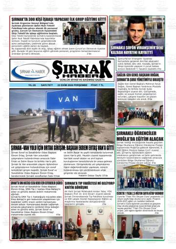 Şırnak Haber gazetesi ilk sayfası
