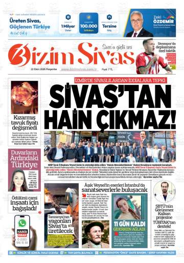 Bizim Sivas gazetesi ilk sayfası