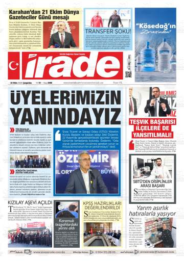 Sivas İrade gazetesi ilk sayfası