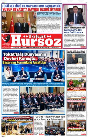 Tokat Hürsöz gazetesi ilk sayfası