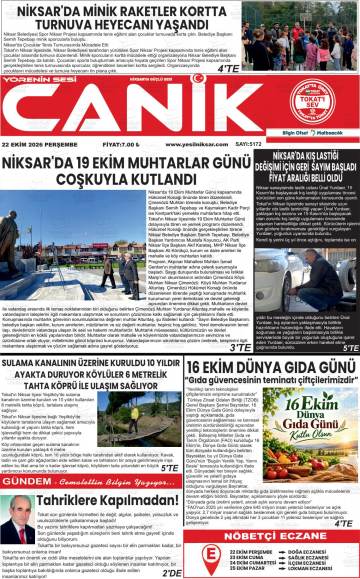 Yörenin Sesi Canik gazetesi ilk sayfası