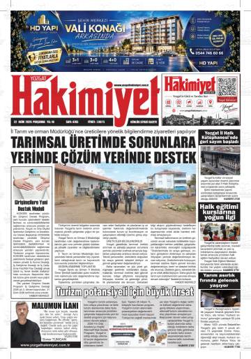 Yozgat Hakimiyet gazetesi ilk sayfası