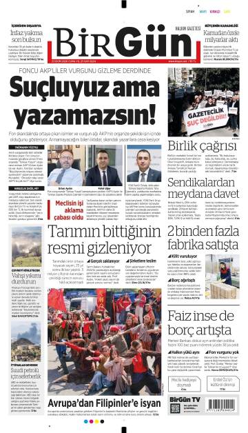 Birgün gazetesi ilk sayfası