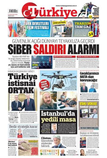 Türkiye gazetesi ilk sayfası