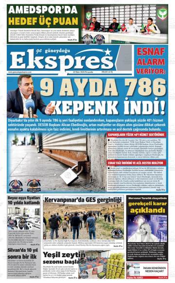 Ge Güneydoğu Ekspres gazetesi ilk sayfası