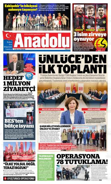 Eskişehir Anadolu gazetesi ilk sayfası