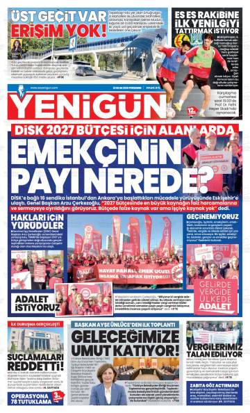 Eskişehir Yenigün gazetesi ilk sayfası