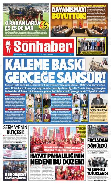Sonhaber gazetesi ilk sayfası