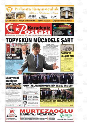Karadeniz Postası gazetesi ilk sayfası