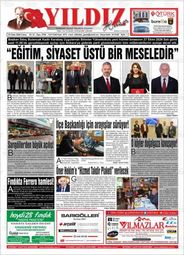 Yıldız Haber gazetesi ilk sayfası