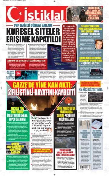 İstiklal gazetesi ilk sayfası