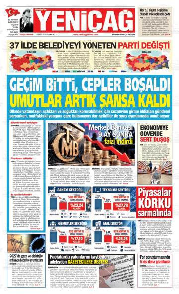 Türkiye'de Yeniçağ gazetesi ilk sayfası