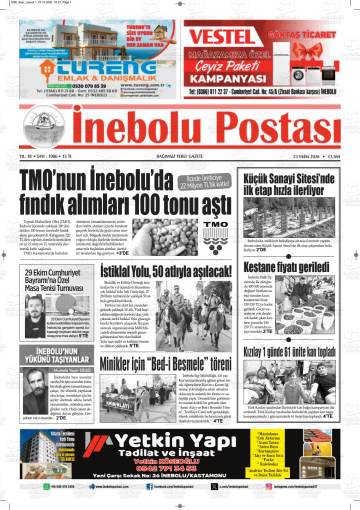 İnebolu Postası gazetesi ilk sayfası
