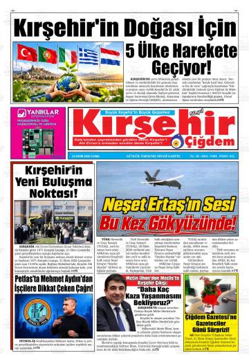 Kırşehir Çiğdem gazetesi ilk sayfası