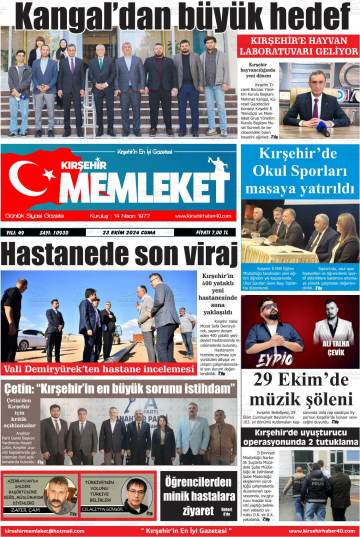 Kırşehir Memleket gazetesi ilk sayfası