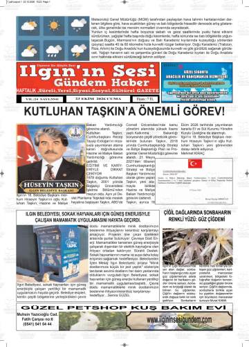 Ilgın'ın Sesi gazetesi ilk sayfası