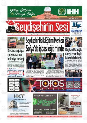 Seydişehir'in Sesi gazetesi ilk sayfası