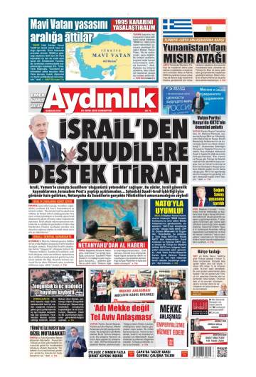 Aydınlık gazetesi ilk sayfası