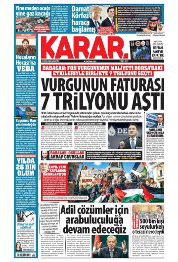 Karar gazetesi ilk sayfası