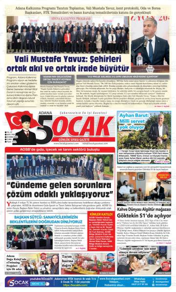 Adana 5 Ocak gazetesi ilk sayfası