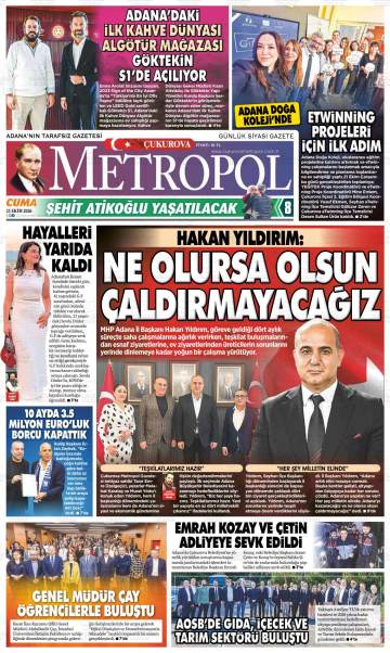 Çukurova Metropol gazetesi ilk sayfası