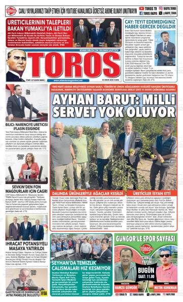Toros gazetesi ilk sayfası