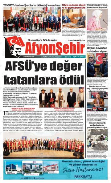 Afyonşehir gazetesi ilk sayfası