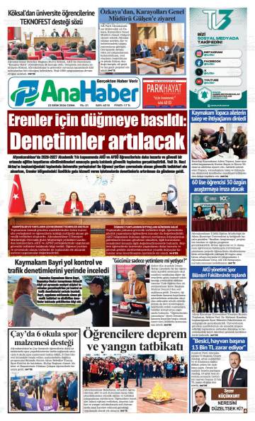 Ana Haber gazetesi ilk sayfası