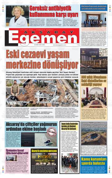 Aksaray Egemen gazetesi ilk sayfası