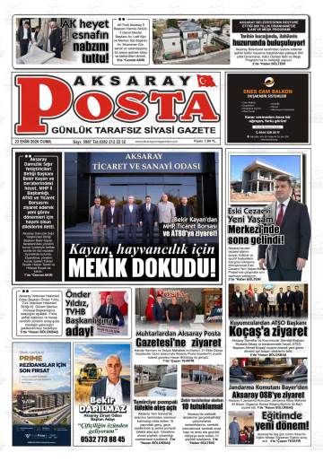 Aksaray Posta gazetesi ilk sayfası